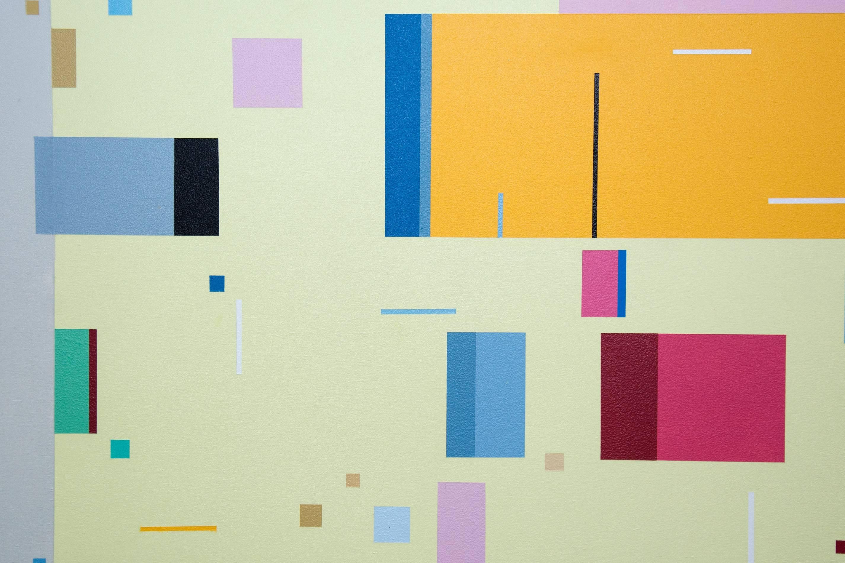 All That Jazz 5.2 - bright, geometric abstraction, modernist acrylic on board For Sale 2