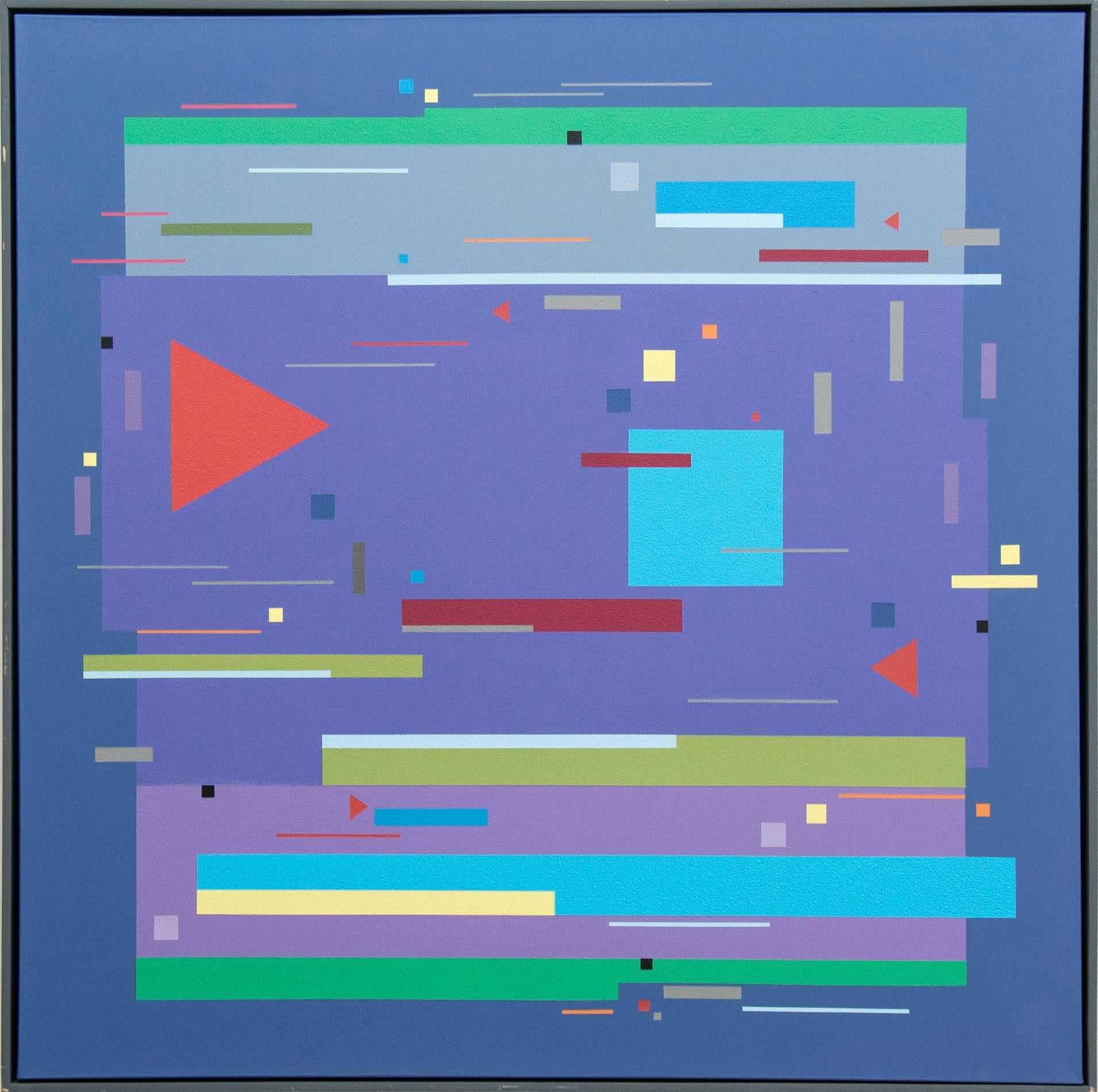 Burton Kramer Abstract Painting - Line Dance 6 - colourful, geometric abstraction, modernist, acrylic on canvas