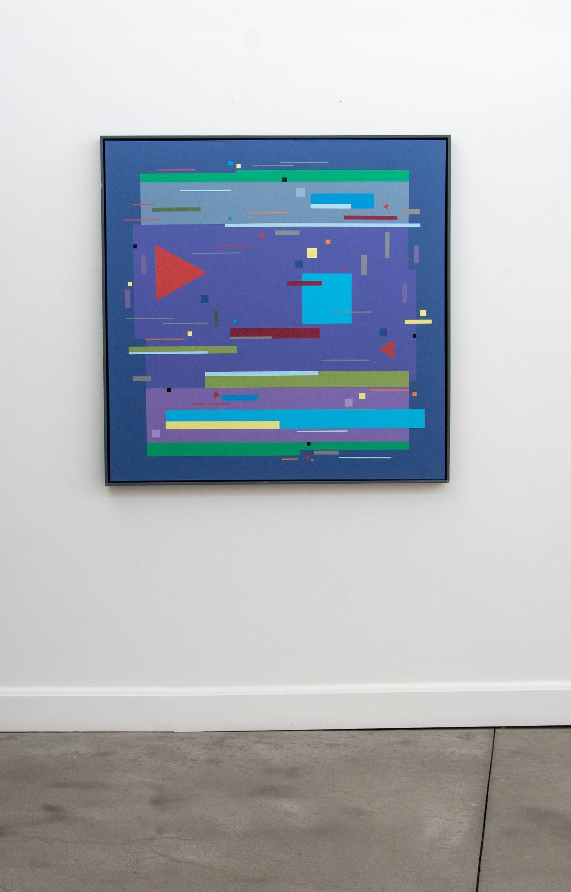Line Dance 6 - colourful, geometric abstraction, modernist, acrylic on canvas - Painting by Burton Kramer