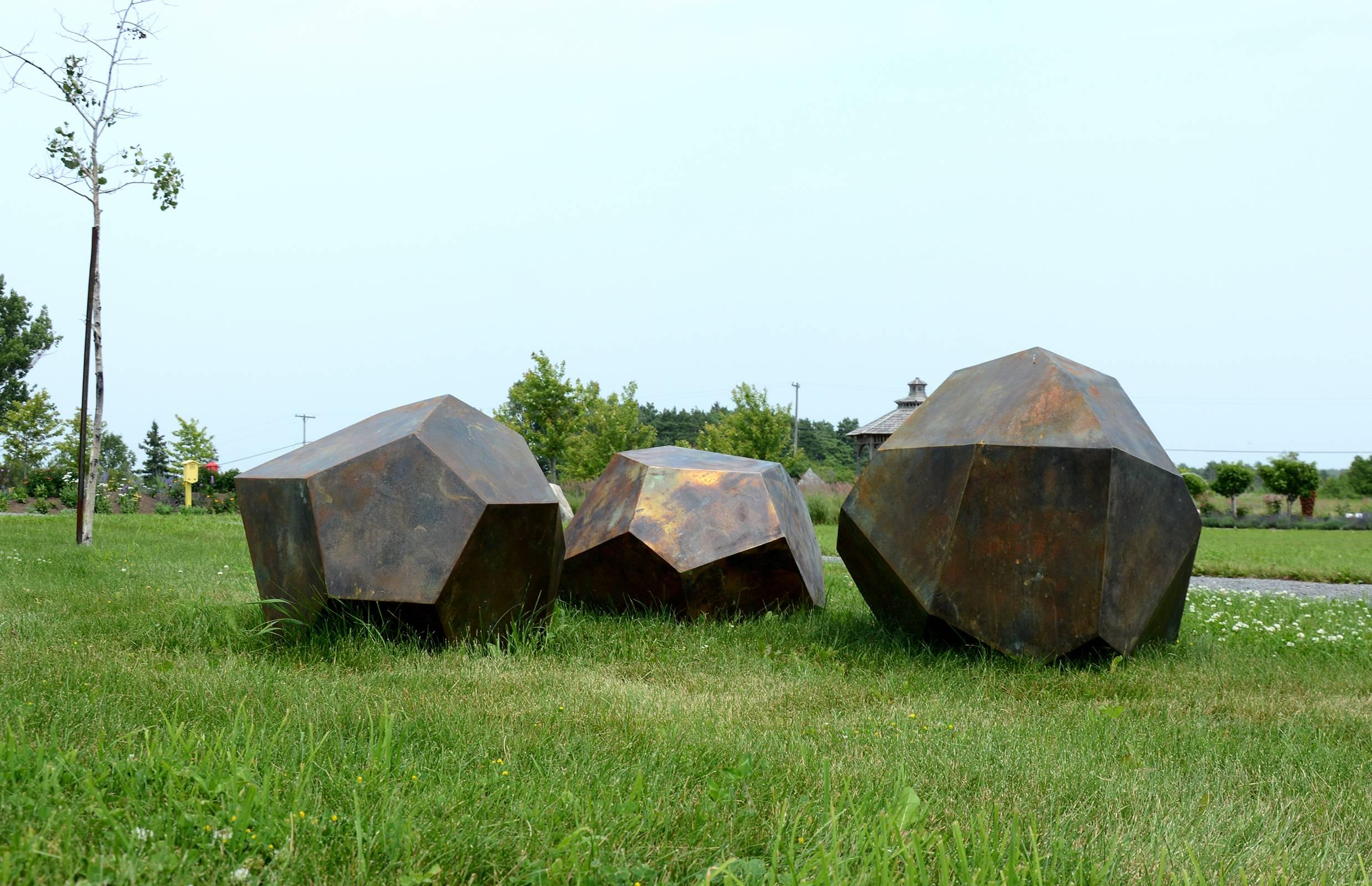 Glacial Series: Grouping of Three Drop Stones - Sculpture by Shayne Dark
