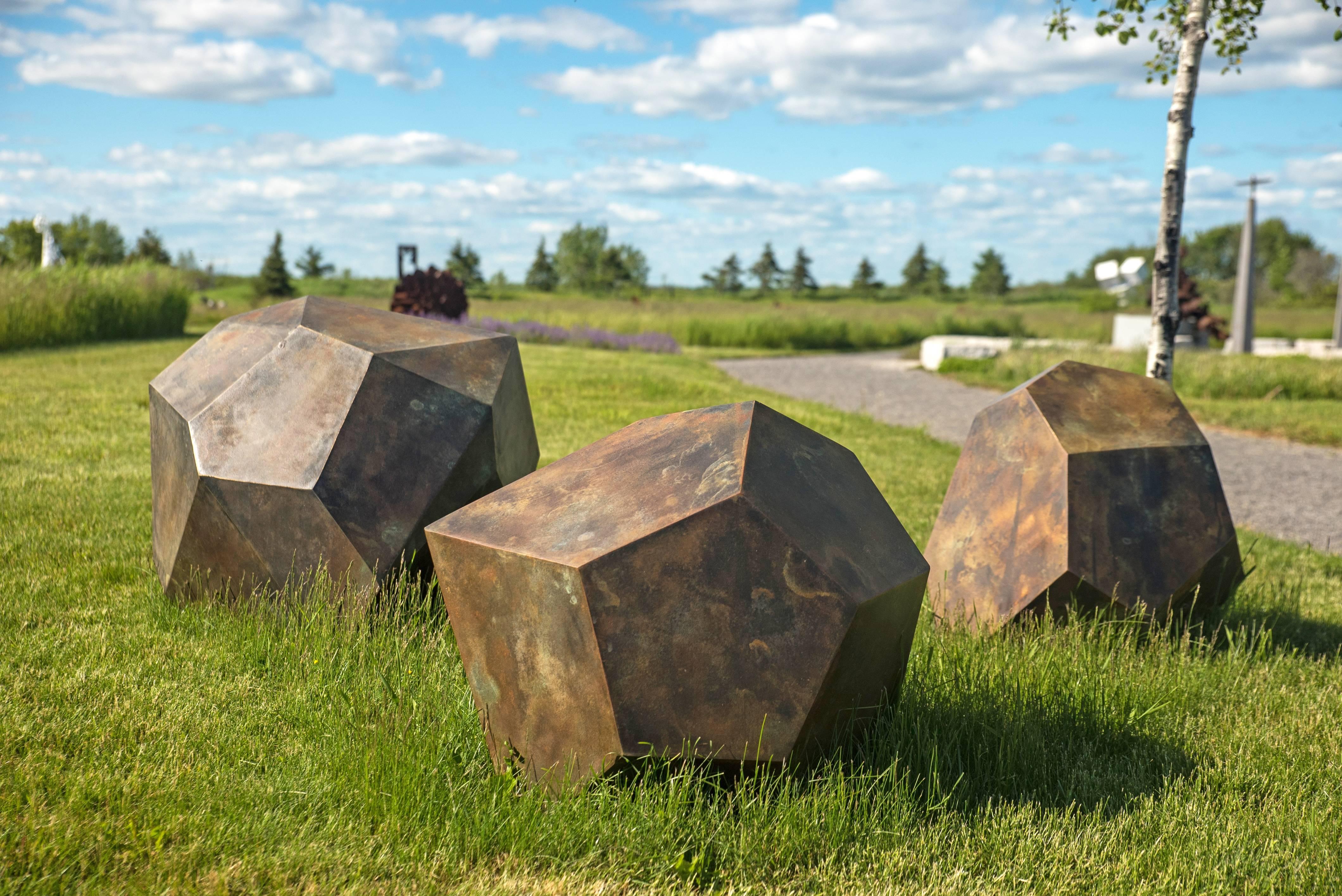 Shayne Dark Still-Life Sculpture - Glacial Series: Grouping of Three Drop Stones