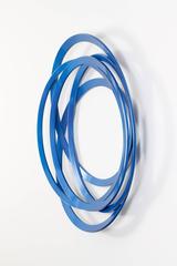 Erratic Colour Candy Blue - circles, steel, geometric abstract, wall sculpture