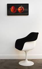 Melograni - vividi, rossi, arancioni, dettaglio, realista, natura morta olio su tela