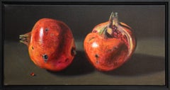 Pomegranates - vivid, red, orange, detail, realist, still-life oil on canvas