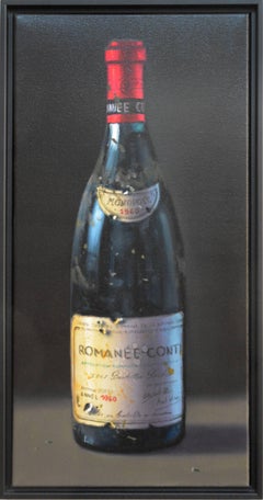 Romanee Conti - rustic, vivid detail, realist, food, still-life oil on canvas