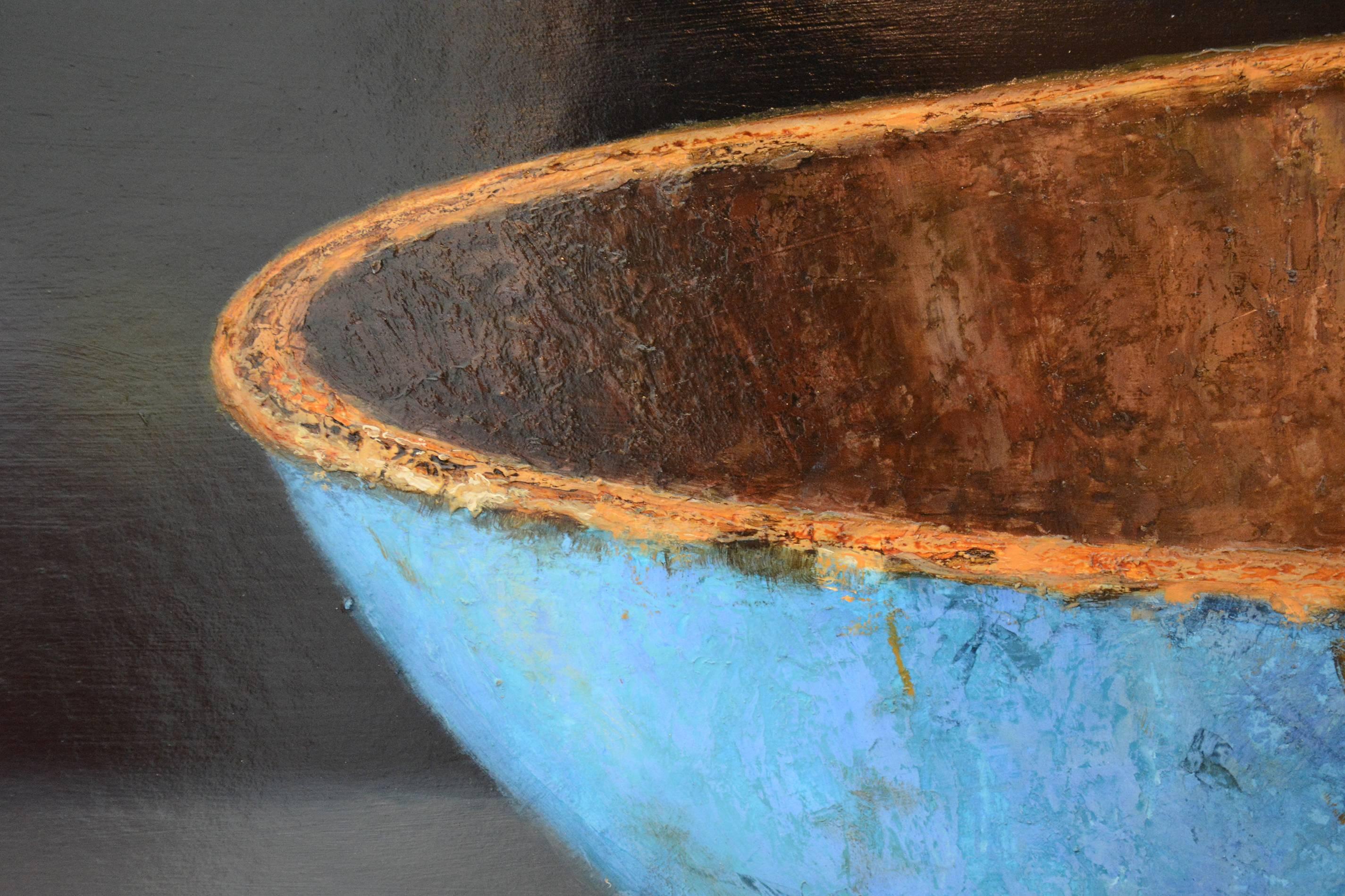Still life of antique blue and gold bowl.  Oil on panel.
 
Ciba Karisik was born in Sarajevo in 1959. As a grandson of two artists, he revealed his creative inheritance at an early age. Invited to attend the Sarajevo Academy of Fine Art, Ciba