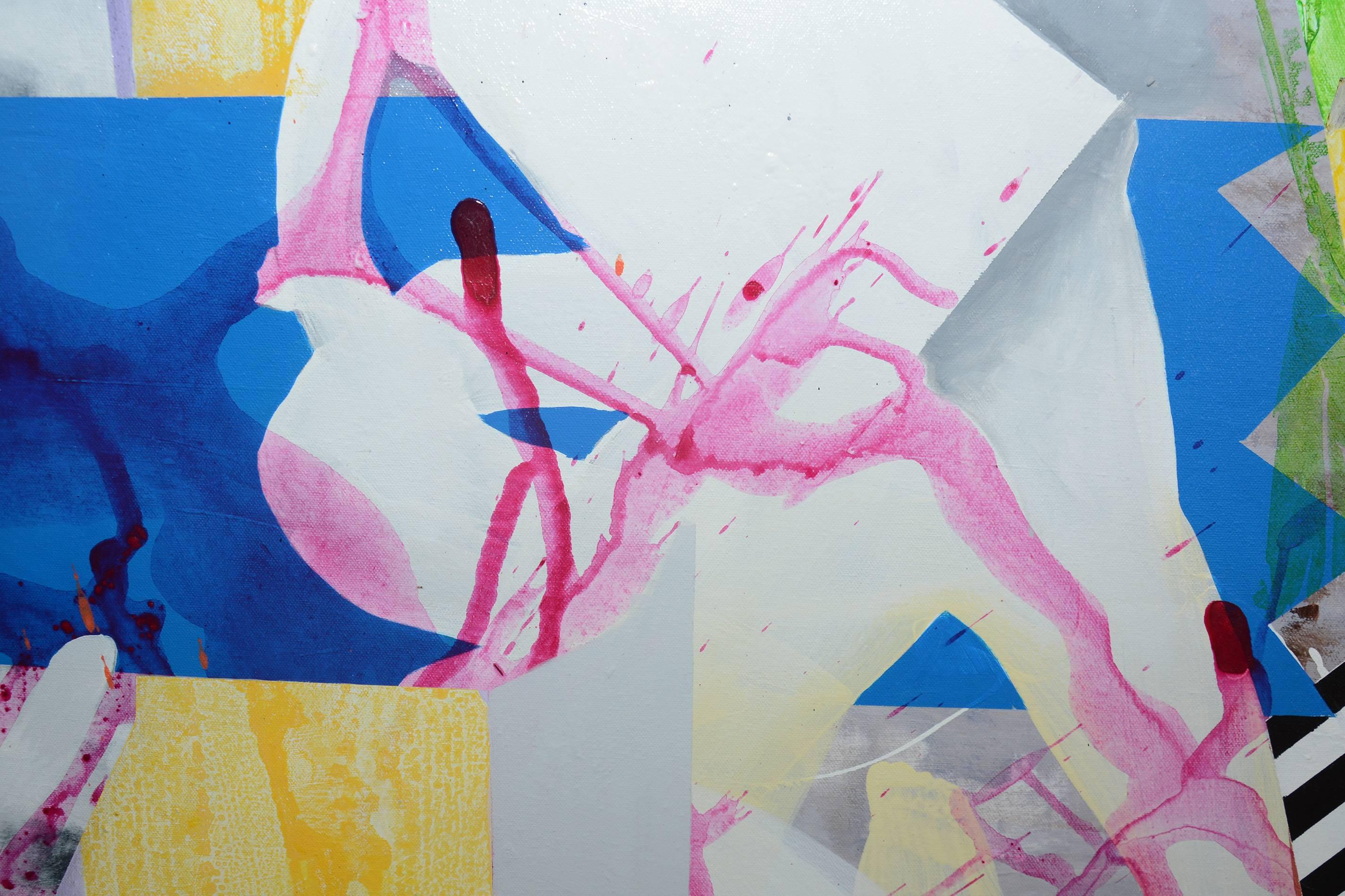 Papierhaus - Eine lebendige und farbenfrohe Collage-Komposition im Angebot 1