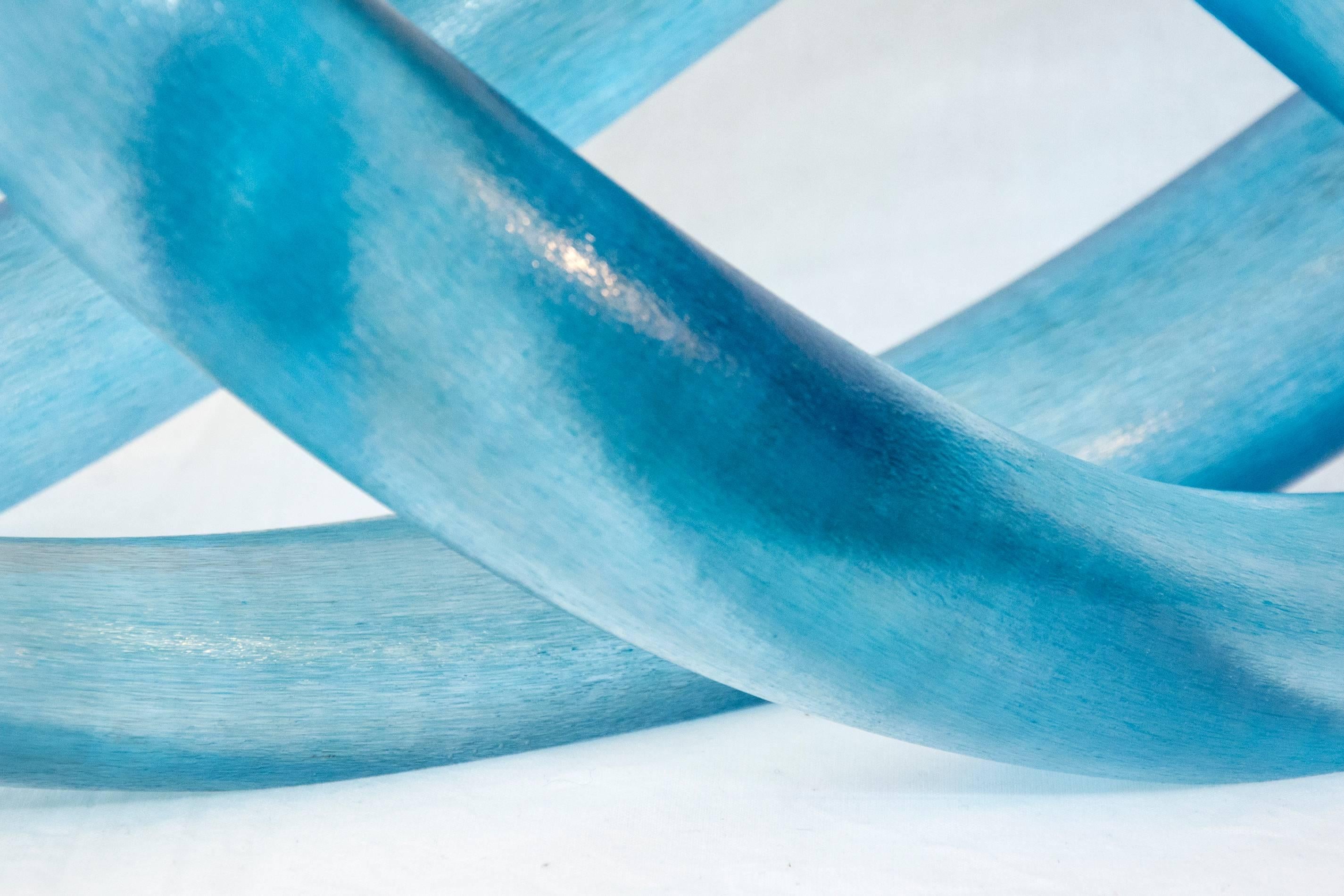 East Wind - blue, translucent, flowing, glass, intersecting tabletop sculpture - Gray Abstract Sculpture by John Paul Robinson