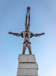 Deliverance 3/5 - Bronze Sculpture, Balancing Nude Male Figures, 3/5 Edition