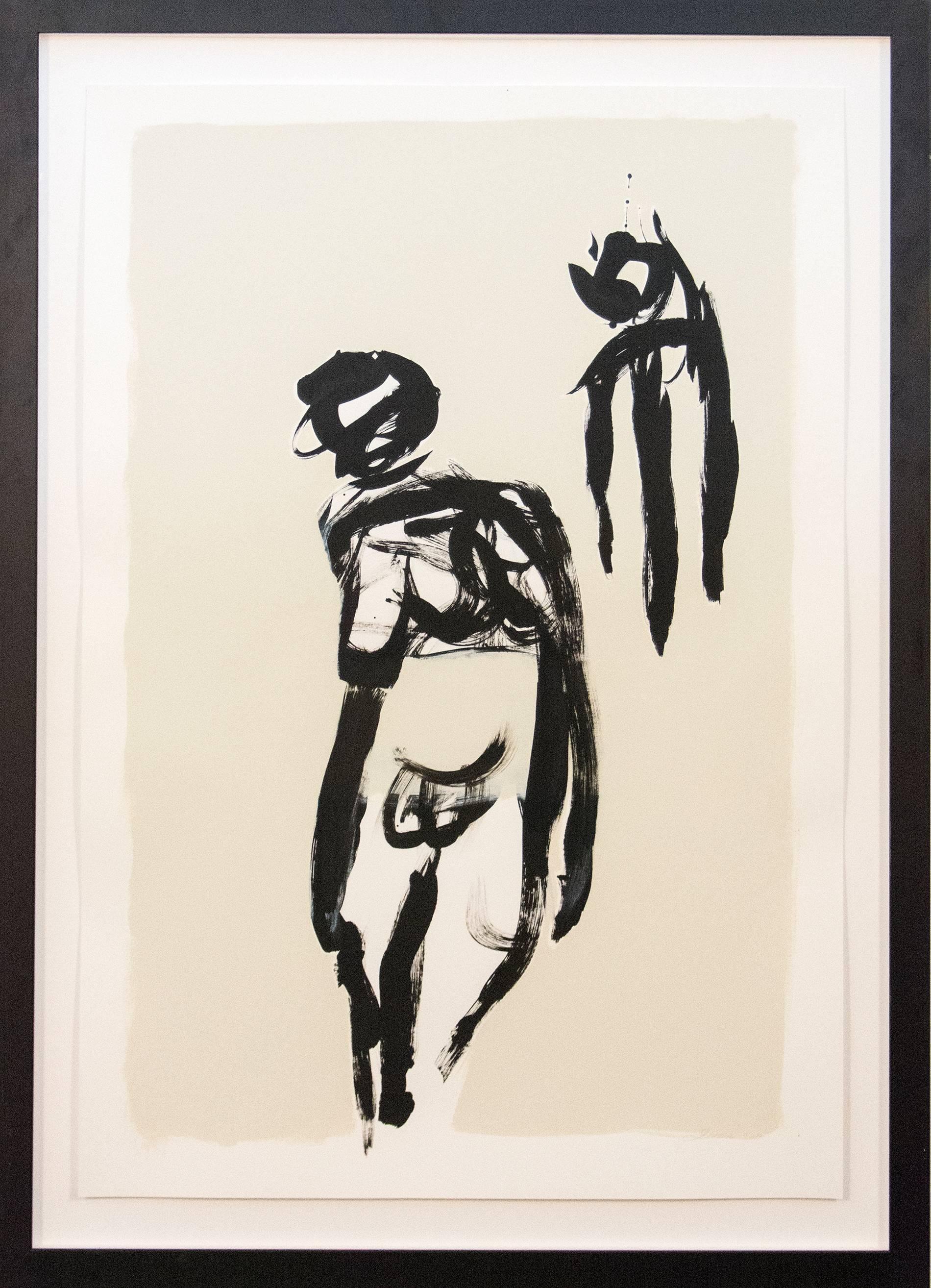 Aphroditus - black & white, minimalist, figurative nude, female, ink on paper