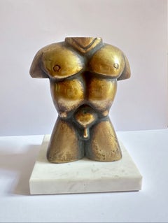 Torso maschile moderno in bronzo, firmato da uno scultore berlinese, edizione limitata