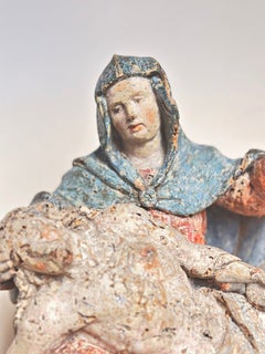 Pieta, Vesperbild, 17th Century German, Carved Wood, Painted
