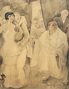 Jeanne Mammen, Illustrious Society 1920/30s, Watercolor, New Objectivity, Berlin