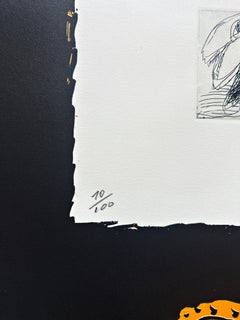 Lithographie avec gravure de Pierre Alechinsky intitulée « Darmstadt », signée, édition limitée