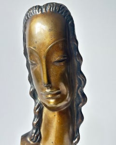 Art Deco Bust 1922, Bronze, by Adam Antes, German sculptor, signed