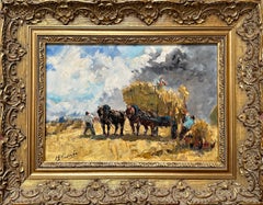 Louis Edouard Garrido "Hay Harvest" Impressionist, French Artist from Nomandy