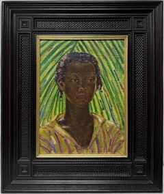 “Jamaican Girl by the Palm Tree, c. 1930” American Impressionist Portrait Lyme