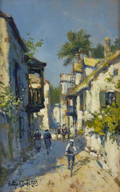 „Straße in St. Augustine, Florida“, 1923, von Arthur Vidal Diehl, impressionistisches Ölgemälde
