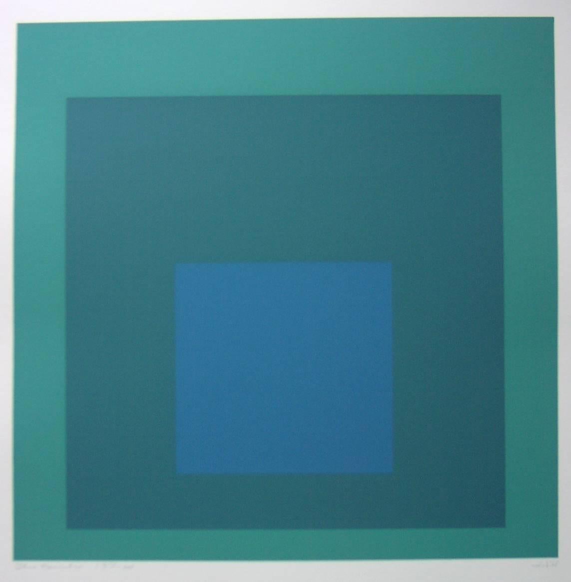 Josef Albers Abstract Print - Blue Reminding