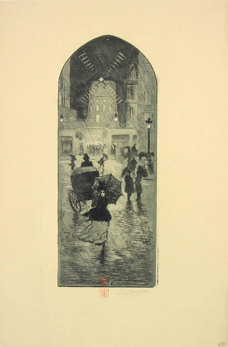 Eugène Delâtre Figurative Print - A Monmartre (Moulin Rouge).