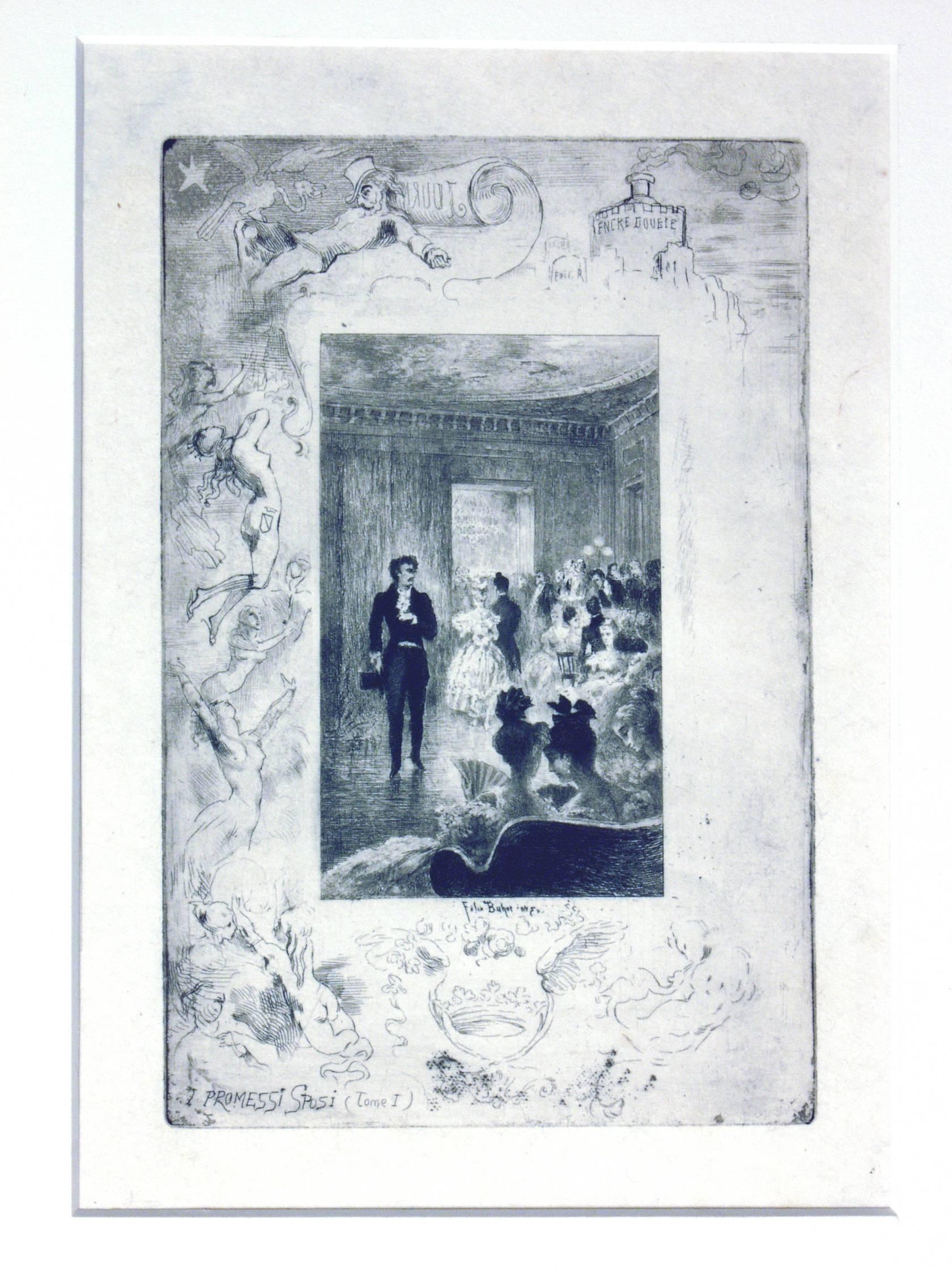 Félix Hilaire Buhot Figurative Print -  I Promessi sposi For Une vielle maitres (An old Mistress). 