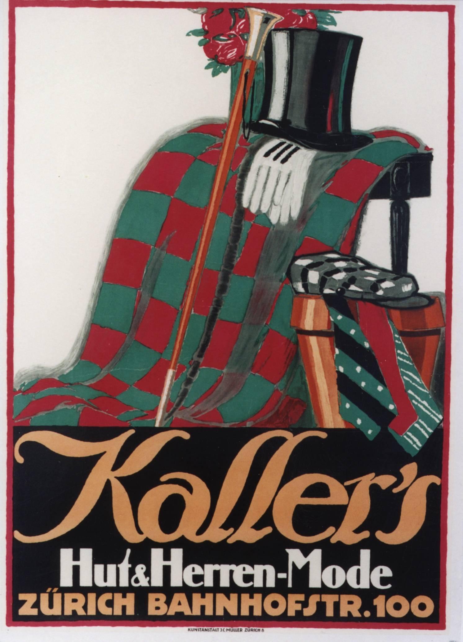 Still-Life Print de Jules De Praetere ,{ Prater} - Kaller's [Sombrero de copa y guantes en la silla].