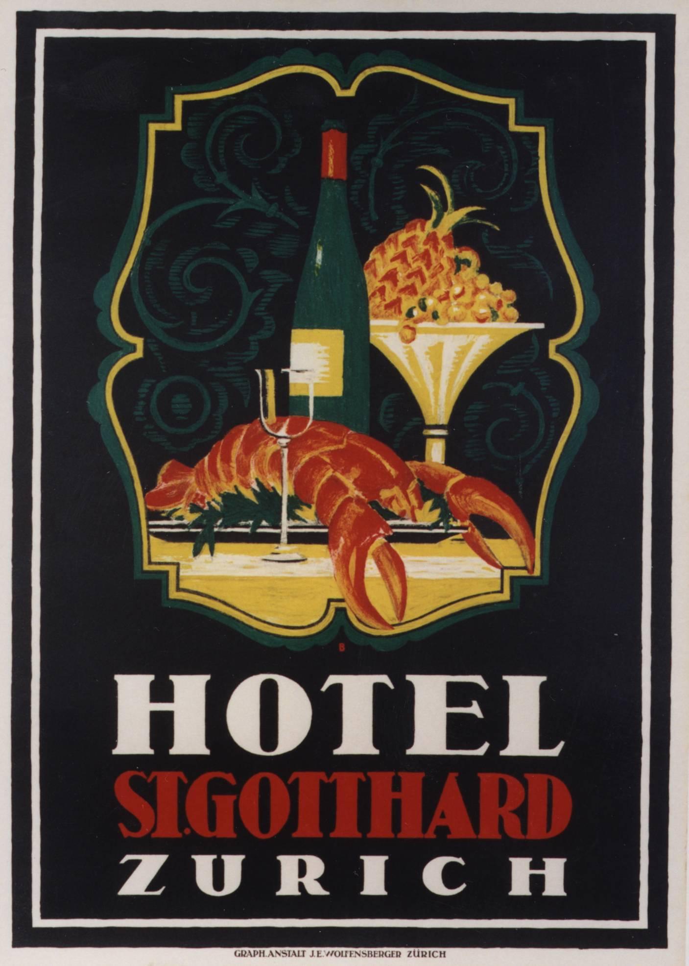 Still-Life Print de Otto Baumberger - Hotel St. Gothard Zúrich.
