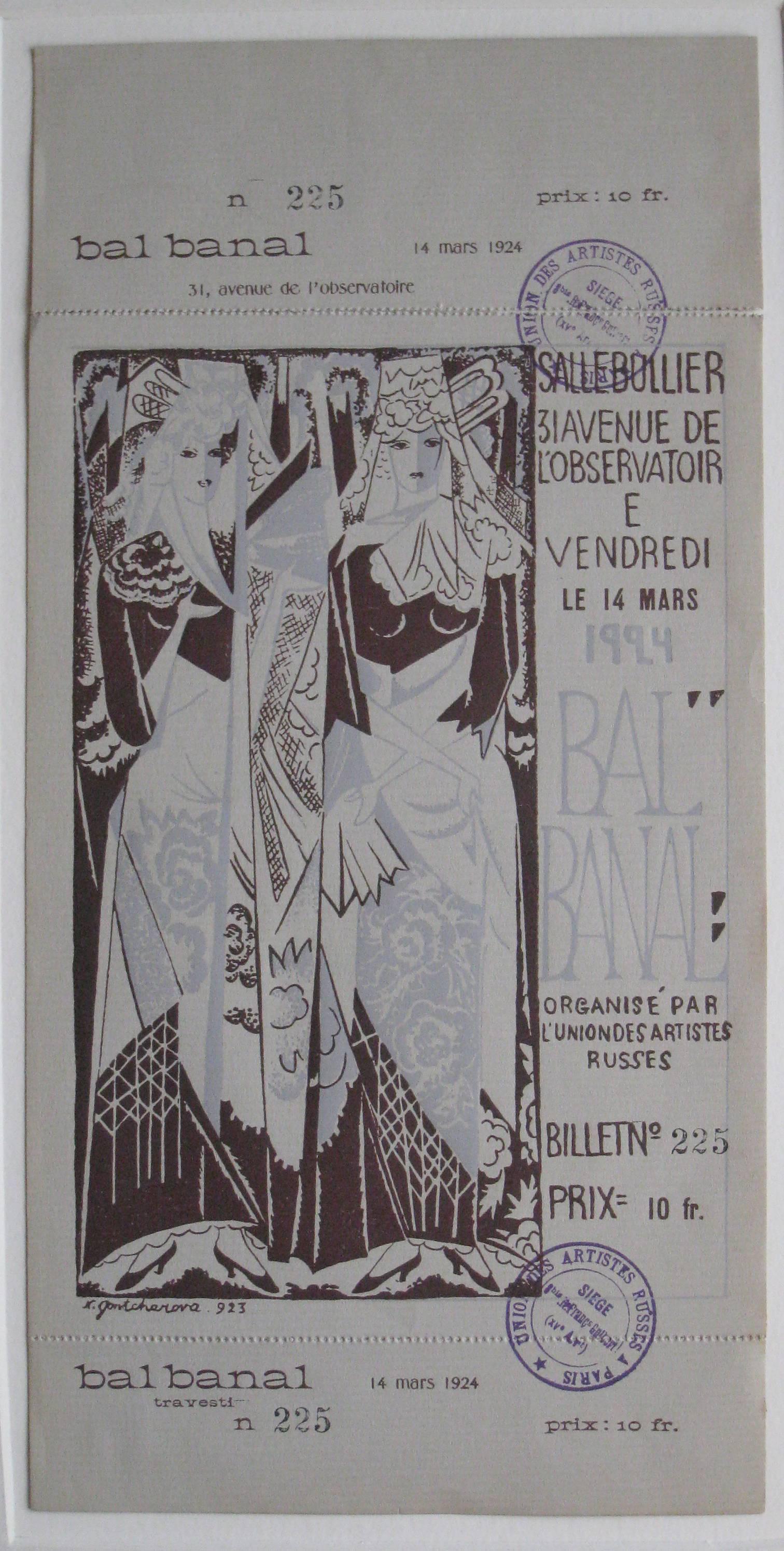 Natalia Goncharova Figurative Print - Ticket for the Bal Banal