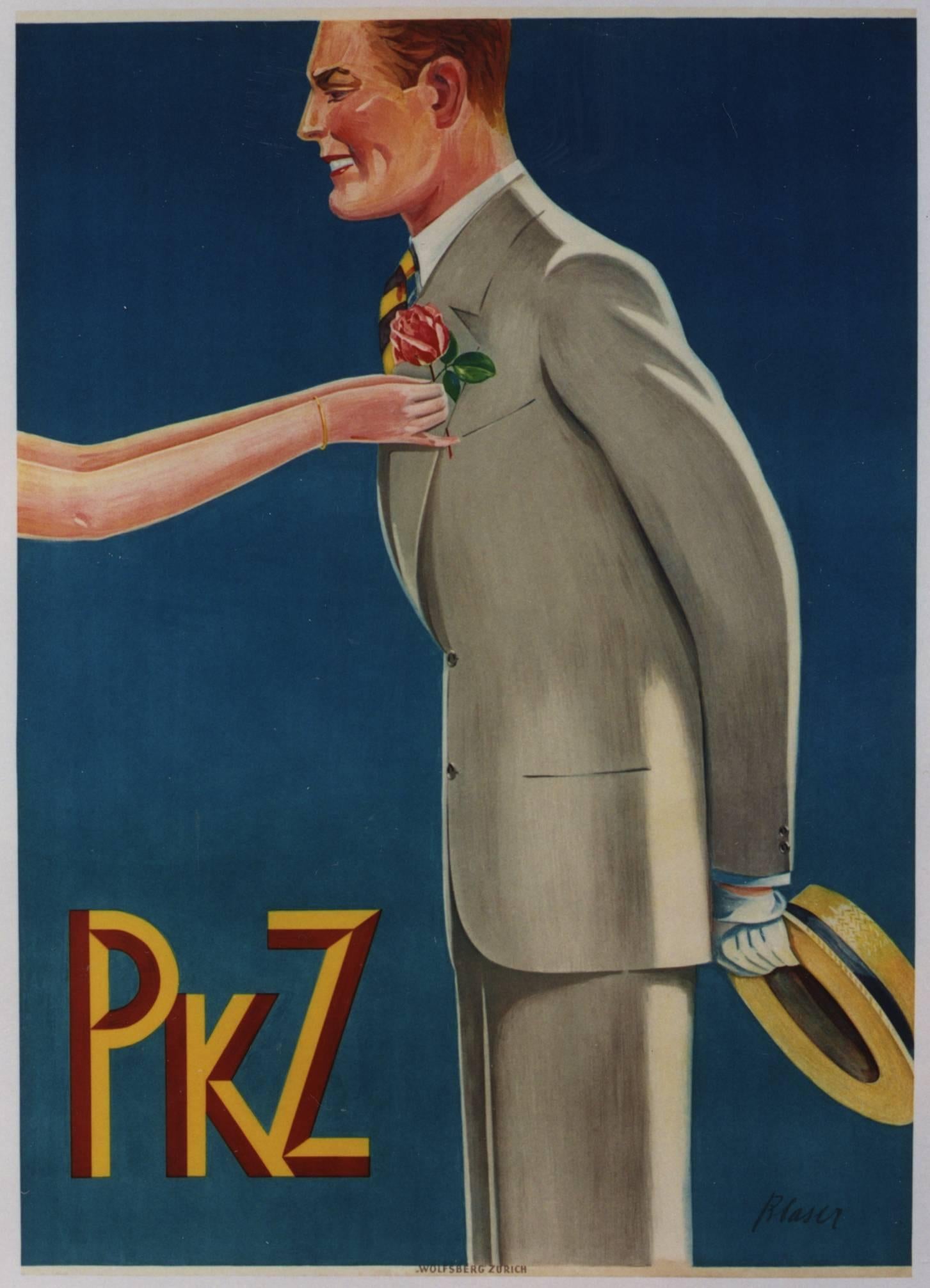 Blazer, Hermann Figurative Print - PKZ [Hand putting Rose into lapel of Suit].