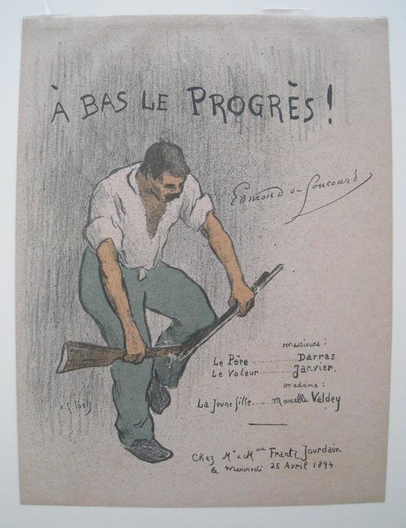 Henri Gabriel Ibels Figurative Print - Program for A Bas Le Progres.