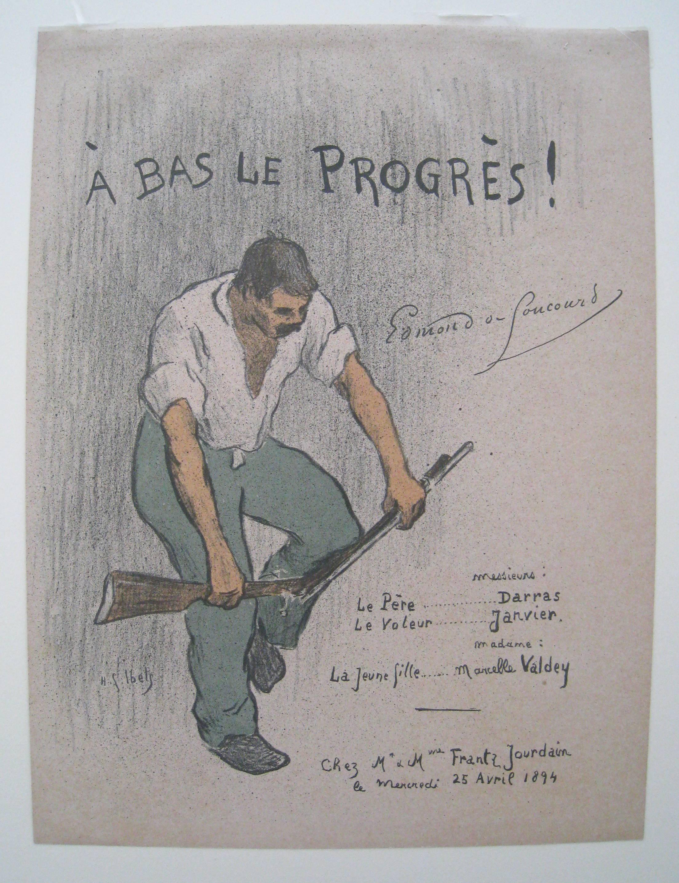 Figurative Print Henri Gabriel Ibels - Programe pour A Bas Le Progres.