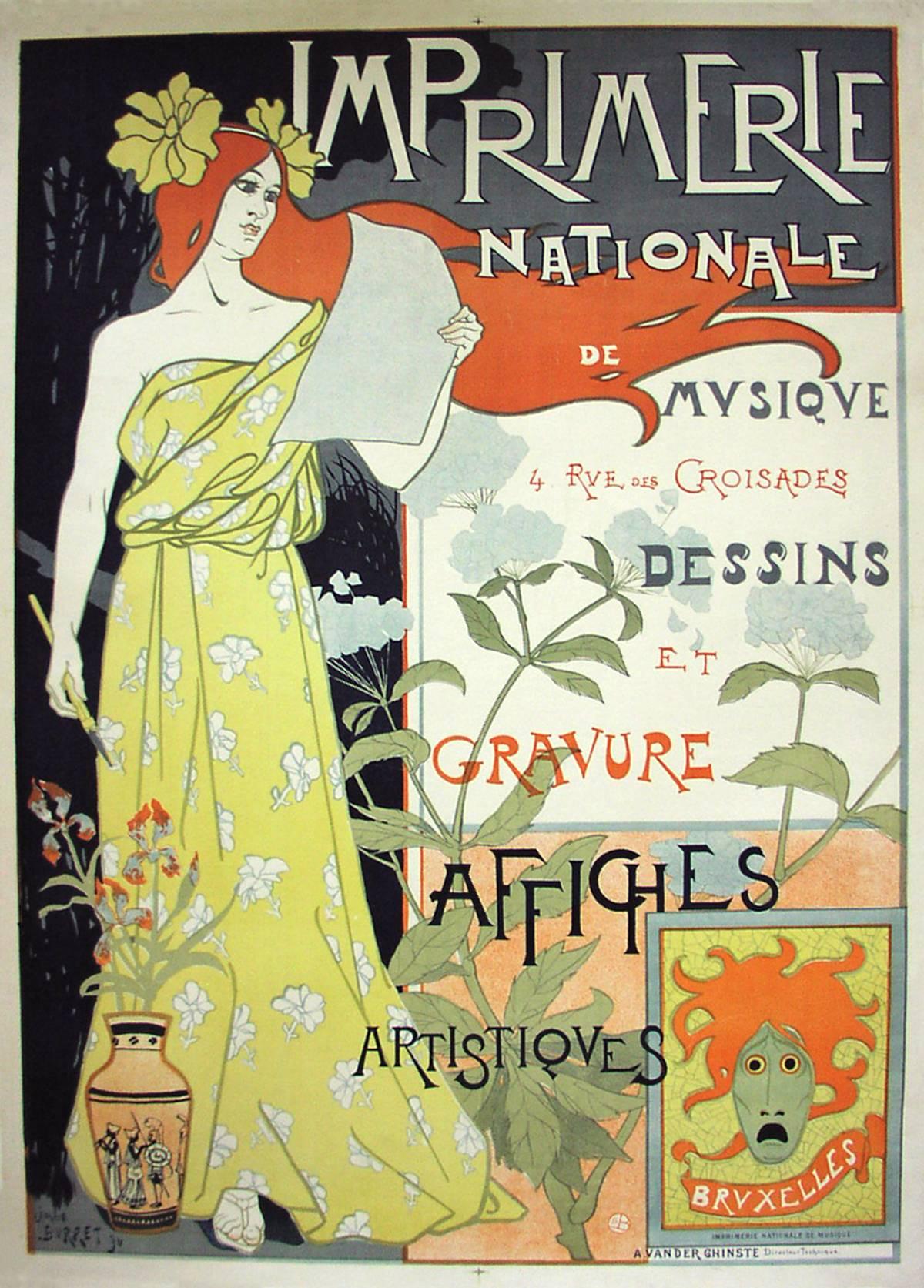 Figurative Print di Jean Leonce Burret - Imprimerie National Mvsiqve/Dessines et Gravure/Affiches Artistiques.