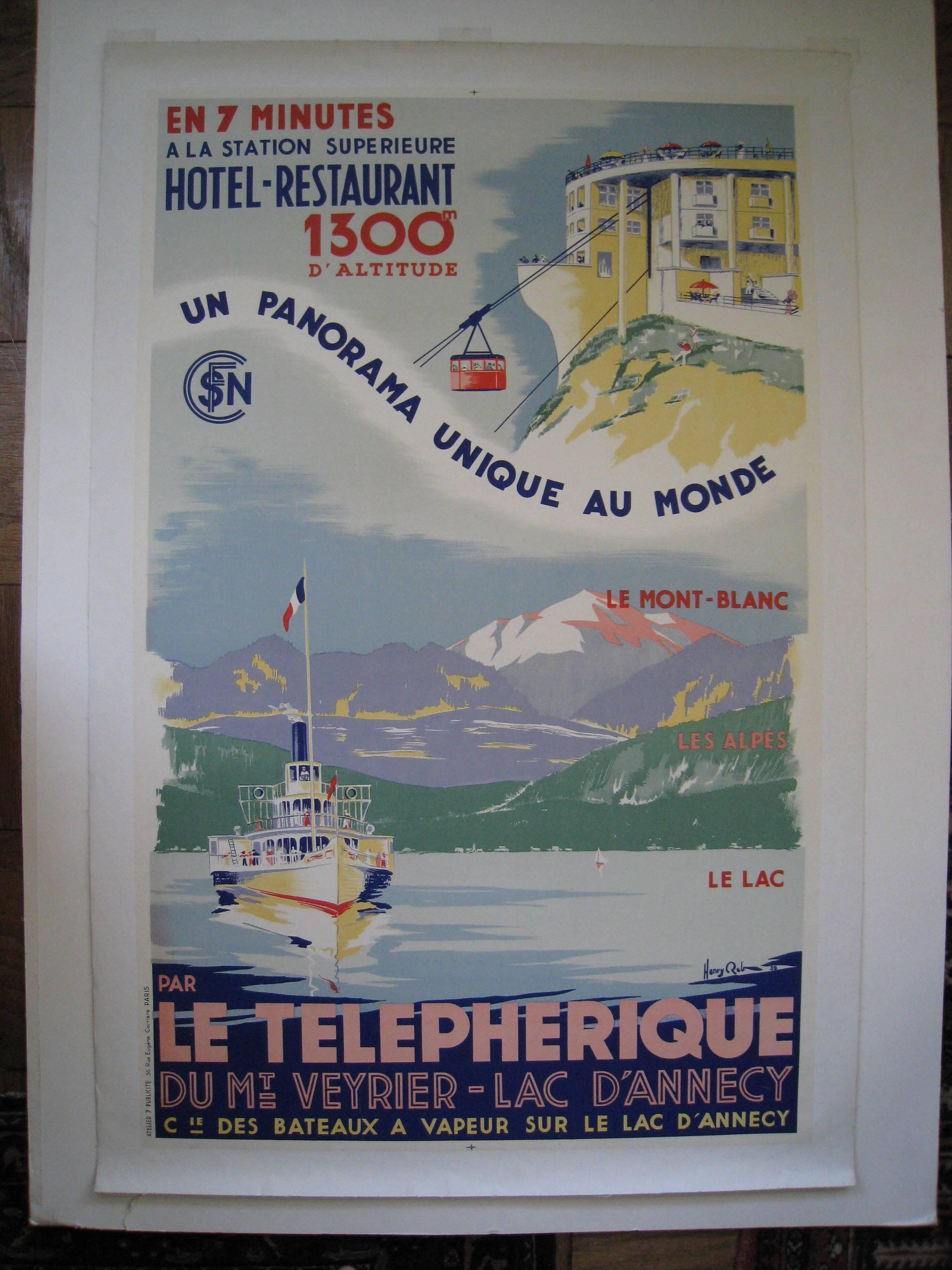 Henry Reb Landscape Print - Hotel Restaurant Le Telepherique,