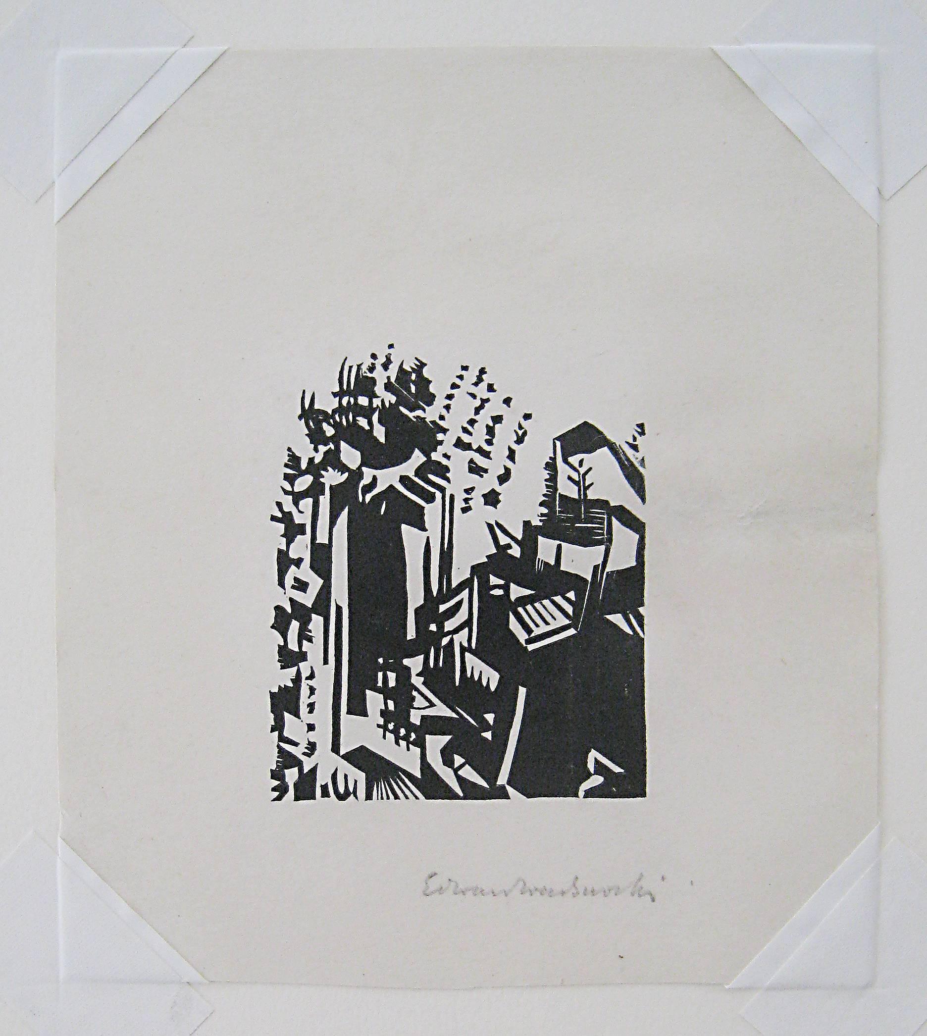 Edward Wadsworth Abstract Print –  Fairy Tale-Szene für ein Märchen