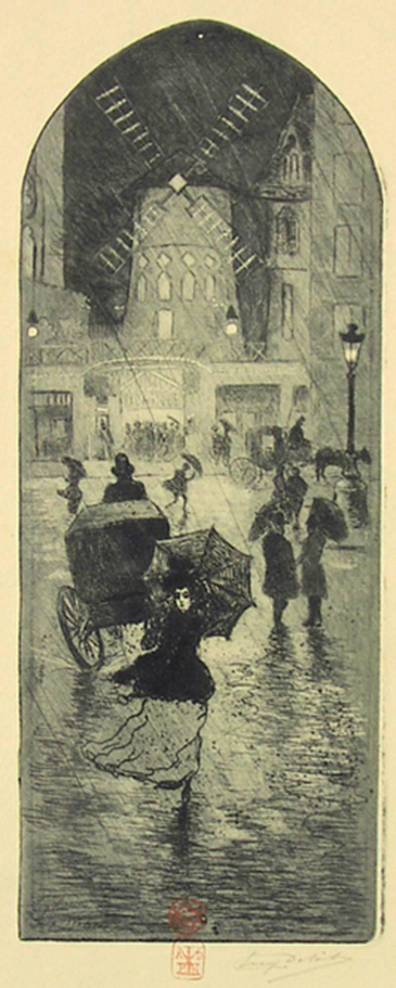 A Monmartre (Moulin Rouge). - Print by Eugène Delâtre