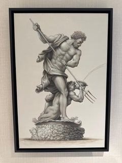 Neptune and Triton En Grisaille Oil Painting by Philip Melville Courtney