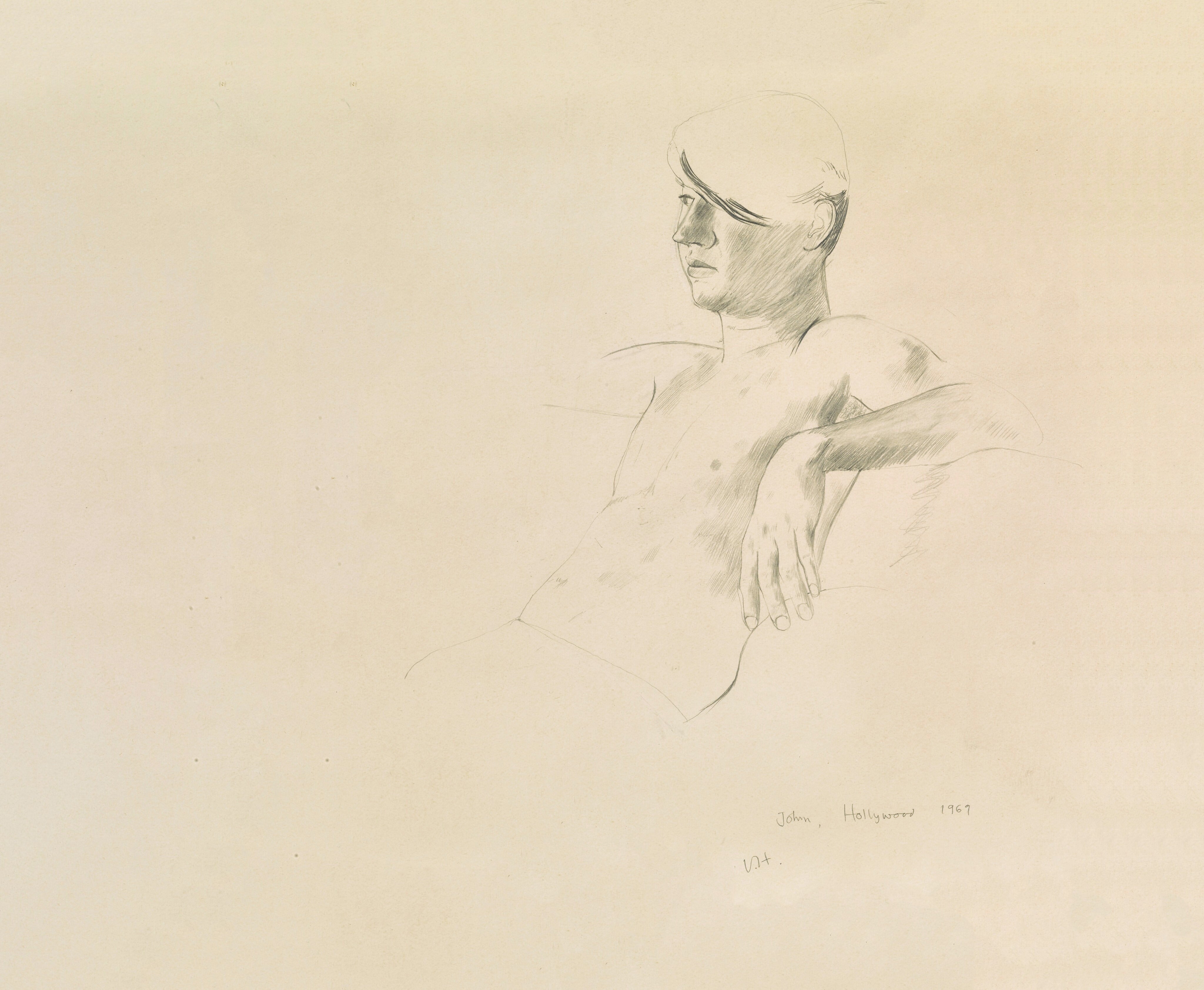 Figurative Art David Hockney - I Johns Dessin au crayon sur papier