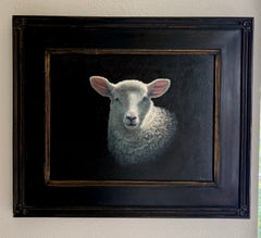 Pinky, dipinto a olio in stile realista su tavola, incorniciato, 11 x 14 pollici
