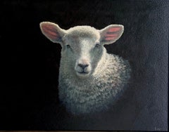 Pinky, dipinto a olio in stile realista su tavola, incorniciato, 11 x 14 pollici