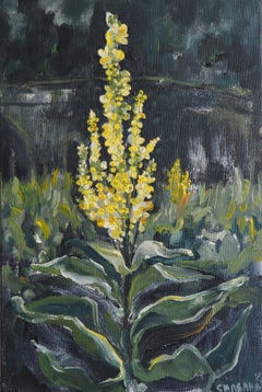 Mullein by the River — Contemporary Botanical Acrylic Painting on Canvas