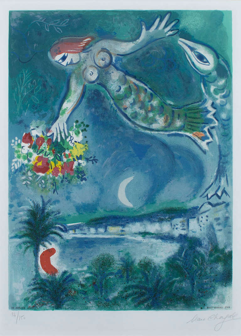 Sirène et poisson (Sirene & Fish), from Nice & the Côte d'Azur - Print by Marc Chagall