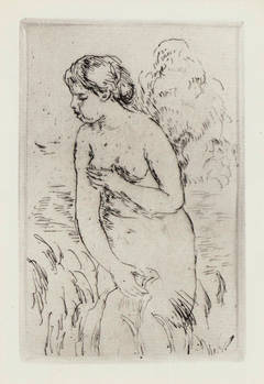 Woman Bathing, Standing Up to Her Knees in Water, 1910