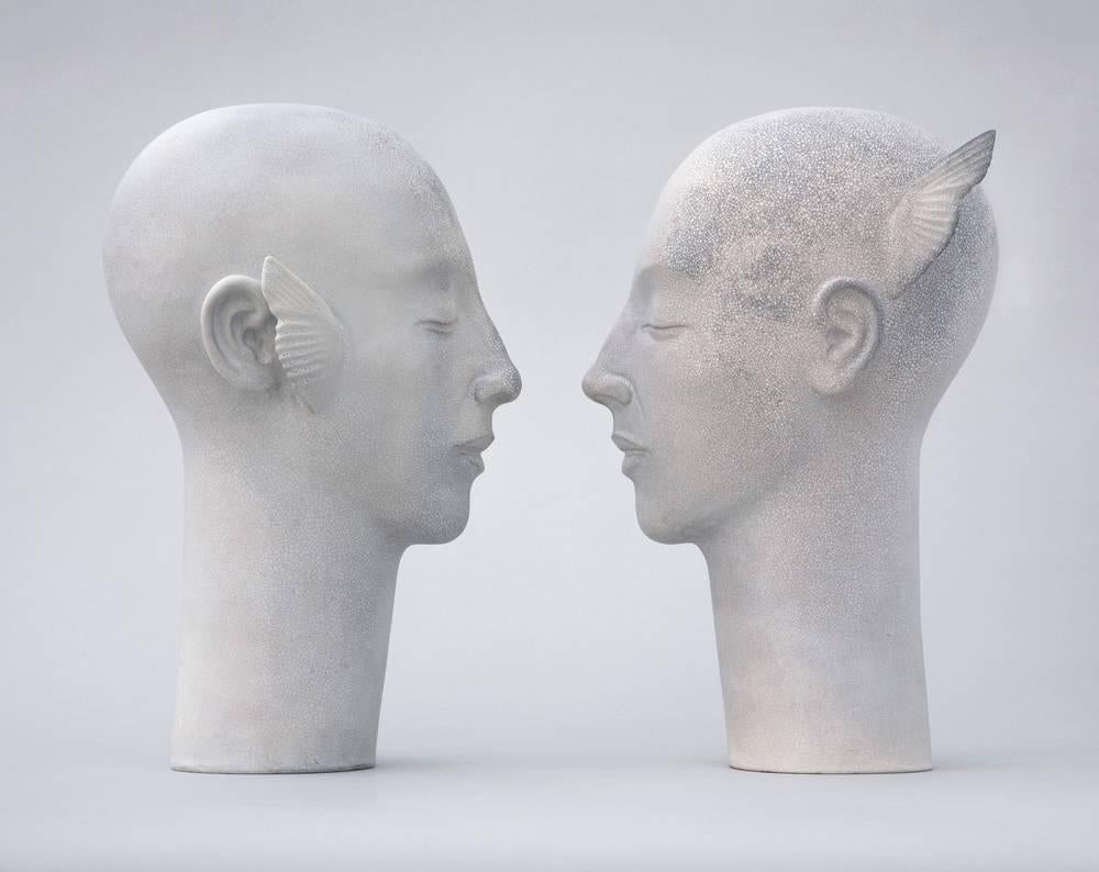 Glenys Barton Figurative Sculpture - Toni Angel Heads