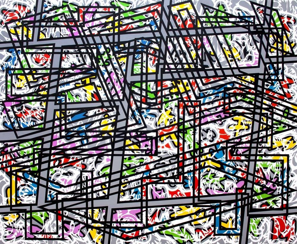 Bernard Cohen Abstract Painting - Place Games