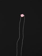 Black Painting with Rose Dot and Line