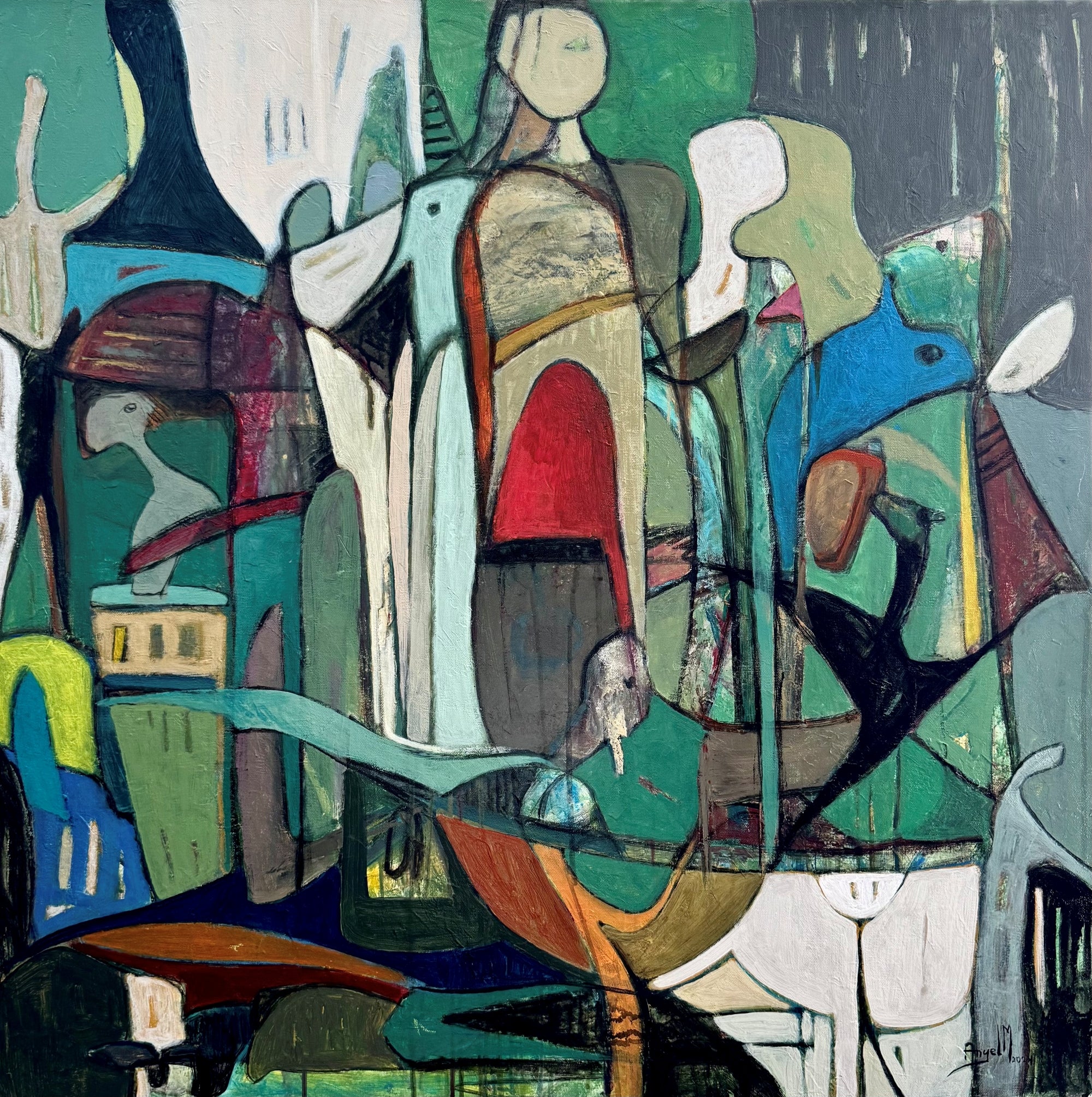 Mario Angel Abstract Painting - Otherworldly - Acrylic Painting on Canvas, Abstract, 36in x 36in