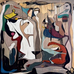 On The Horizon - Acrylic Painting on Canvas, Abstract, 36in x 36in