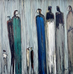 Erinnerungen – Acrylgemälde auf Leinwand, abstrakt, 30 Zoll × 30 Zoll