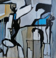 Dark Horse – Acrylgemälde auf Leinwand, abstrakt, 14 Zoll x 14 Zoll