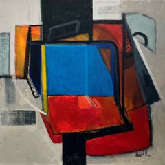 „Message Received“ – Acrylgemälde auf Leinwand, abstrakt, 20 Zoll x 20 Zoll